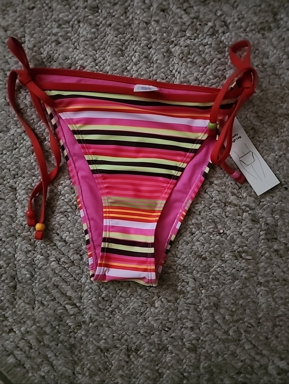 No Boundaries Multicolor Stripe Bikini Bottom Tie Sides XS(0-2)NWT